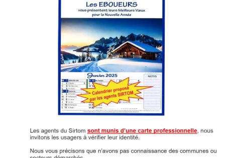 calendrier 2025 du Sirtom