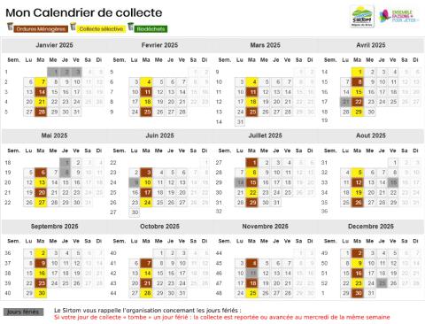 calendrier de collecte 2025